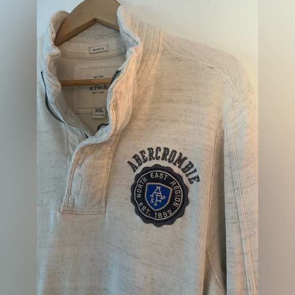 Mens xxl Abercrombie & fitch muscle sweater cream - Picture 2 of 4